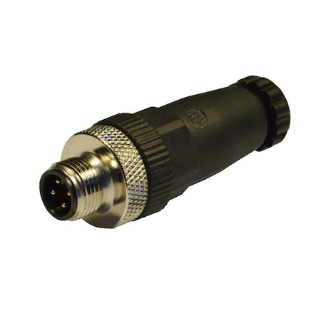 Automation Systems Interconnect M12 Straight Male Field Wireable Connector With Screw Terminals, Black, 5-Pole 12ML5000